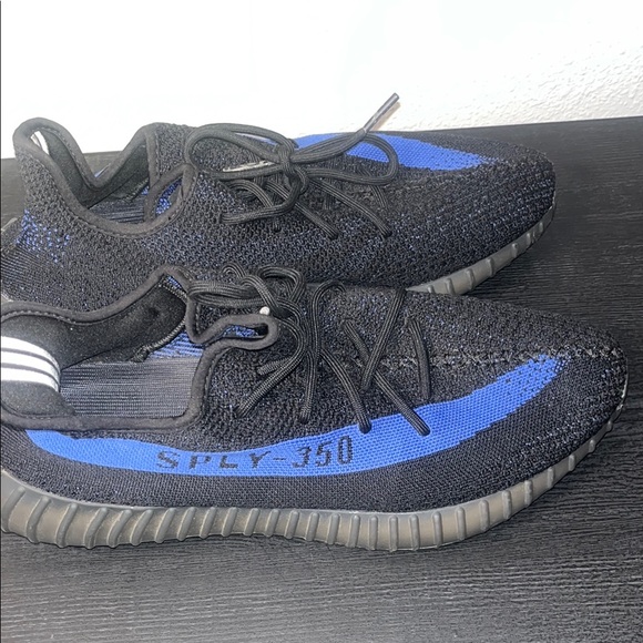 Yeezy 350 Black and Blue Sneakers with Textured Knit Size 14 in Excellent. - Picture 3 of 8